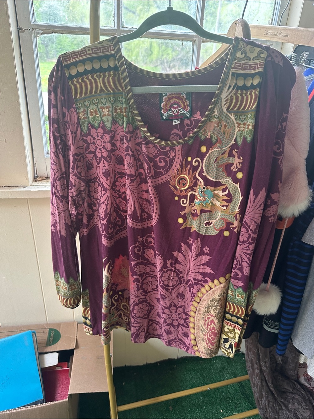 Johnny Was FloralLong Sleeve Tee in Pink, Magenta, Teal and Olive - Picture 4 of 8